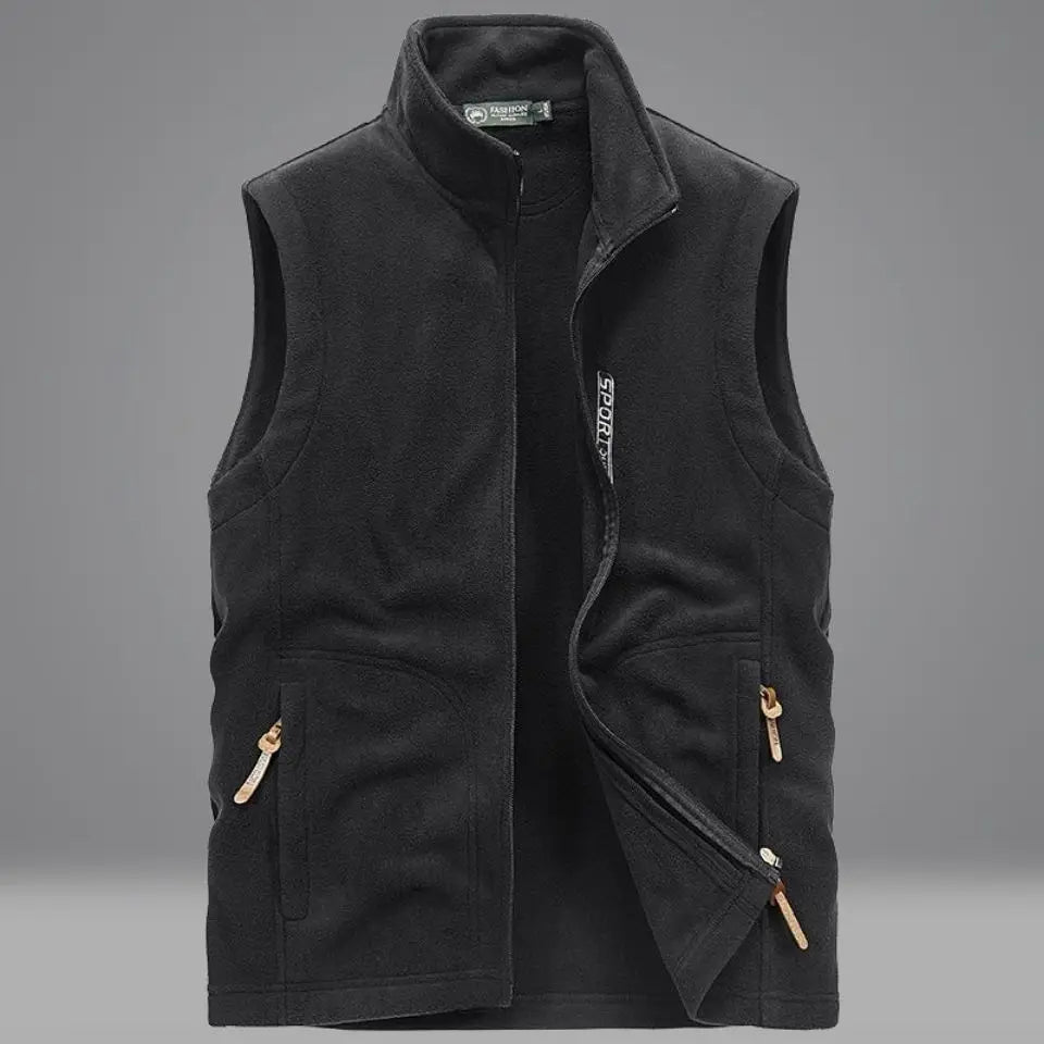 Two-sided Thicken Fleece Men Casual Coat Vest Autumn Winter Streetwear Fashion Male Solid Zipper Casual Warm Sleeveless Jackets