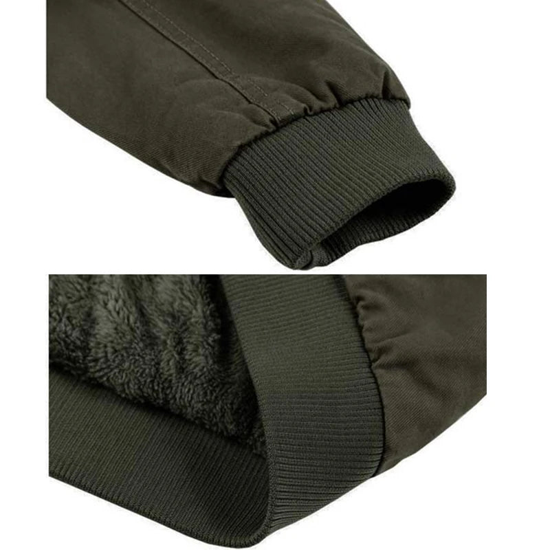 MAGCOMSEN Winter Fleece Men's Motorcycle Jackets Thermal Bomber Jackets Stand Collar Windbreaker Multi-pockets Worker Coats