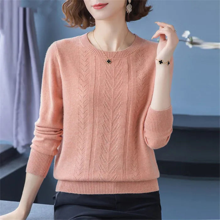 Middle-aged Mother Sweater Knitwear Tops Women Sweaters New Spring Autumn Long Sleeve O-neck Diamond Knitted Pullovers Femme 3XL
