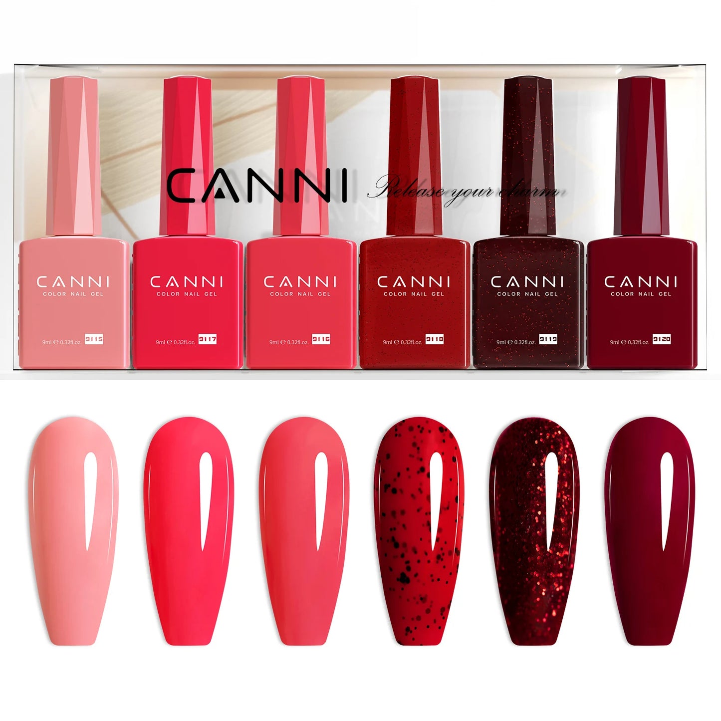 CANNI Hema Free Nail Gel Polish Thanks Giving Gift Christmas Red Color Collection Semi Permanent 9ml French Nail Gorgeous Color
