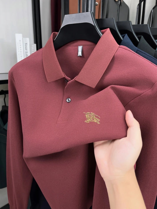 100% cotton long sleeve polo shirt spring and autumn fashion casual luxury brand exquisite embroidery lapel T-shirt new men wear
