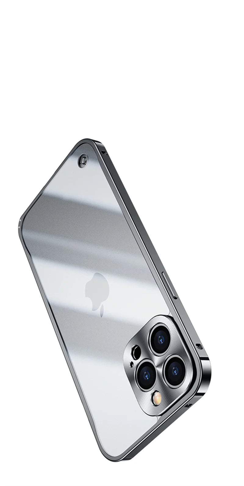 For iPhone 17 16 15 14 13 12 11 Por Max Plus Electroplated Metal Frame Semi Transparent Phone Case Shockproof Protective Cover