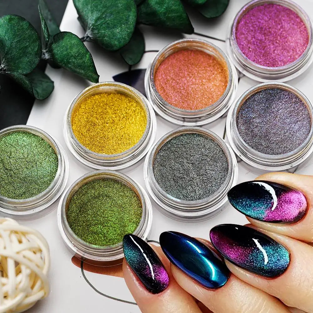 53 Jars 3D Cat Eye Effect Magnet Nail Powder Shiny Sparkly Mirror Nail Glitter Dust UV Gel Polish Chrome DIY Nail Art Pigment #F