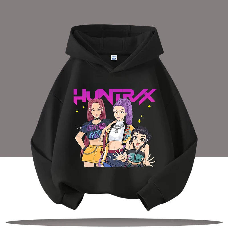 Autumn Demon Hunters Print Kids Hoodies Girls Fashion Long Sleeve Outerwear Hooded Coat for Children's Fashion Pullover Boy Tops