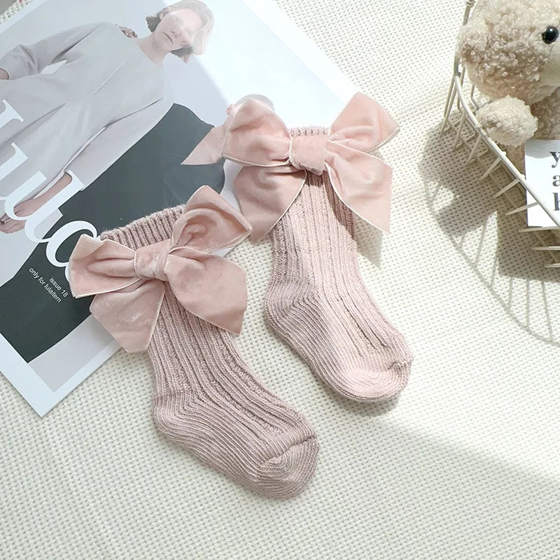 Winter Baby Infant Socks Thick Knitted Girls Ankle Socks Big Bows Warm Cotton Children Socks Toddlers Boot Socks 0-5Years
