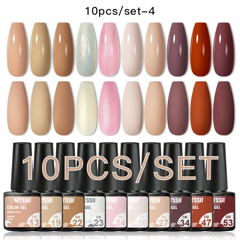 10PCS Coffee Color Gel Nail Polish Set Brown Earth Semi Permanent UV Gel Chocolate Autumn Winter Soak Off Nail Art Gel Varnish