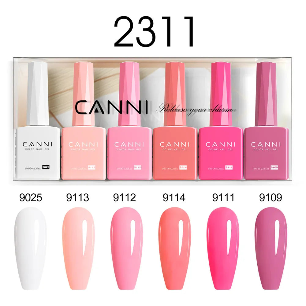 CANNI Hema Free Nail Gel Polish Thanks Giving Gift Christmas Red Color Collection Semi Permanent 9ml French Nail Gorgeous Color