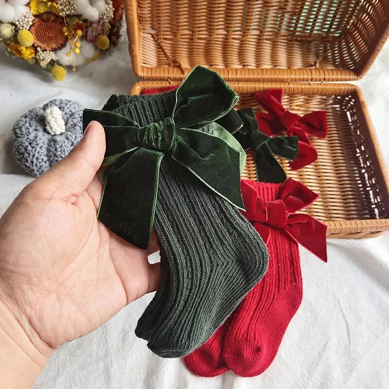 Winter Baby Infant Socks Thick Knitted Girls Ankle Socks Big Bows Warm Cotton Children Socks Toddlers Boot Socks 0-5Years