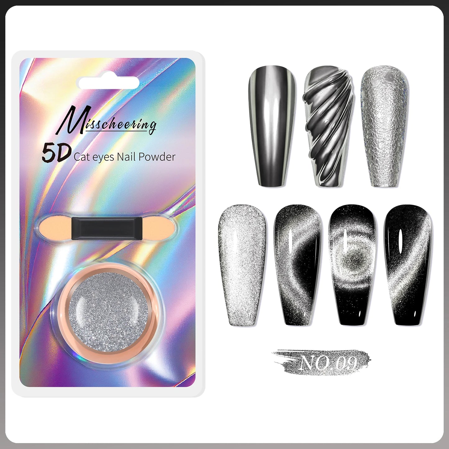 5D Chameleon Cat's Eye Magnetic Nail Glitter Pigment Achieve Holographic Chrome Nails Laser Effect for Nail Gel Polish Manicures