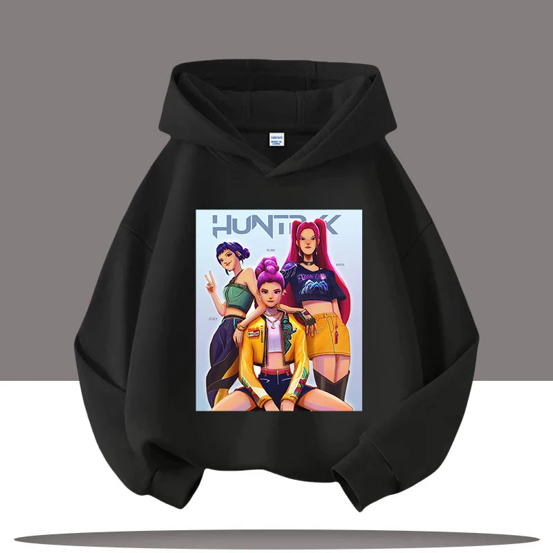 Autumn Demon Hunters Print Kids Hoodies Girls Fashion Long Sleeve Outerwear Hooded Coat for Children's Fashion Pullover Boy Tops