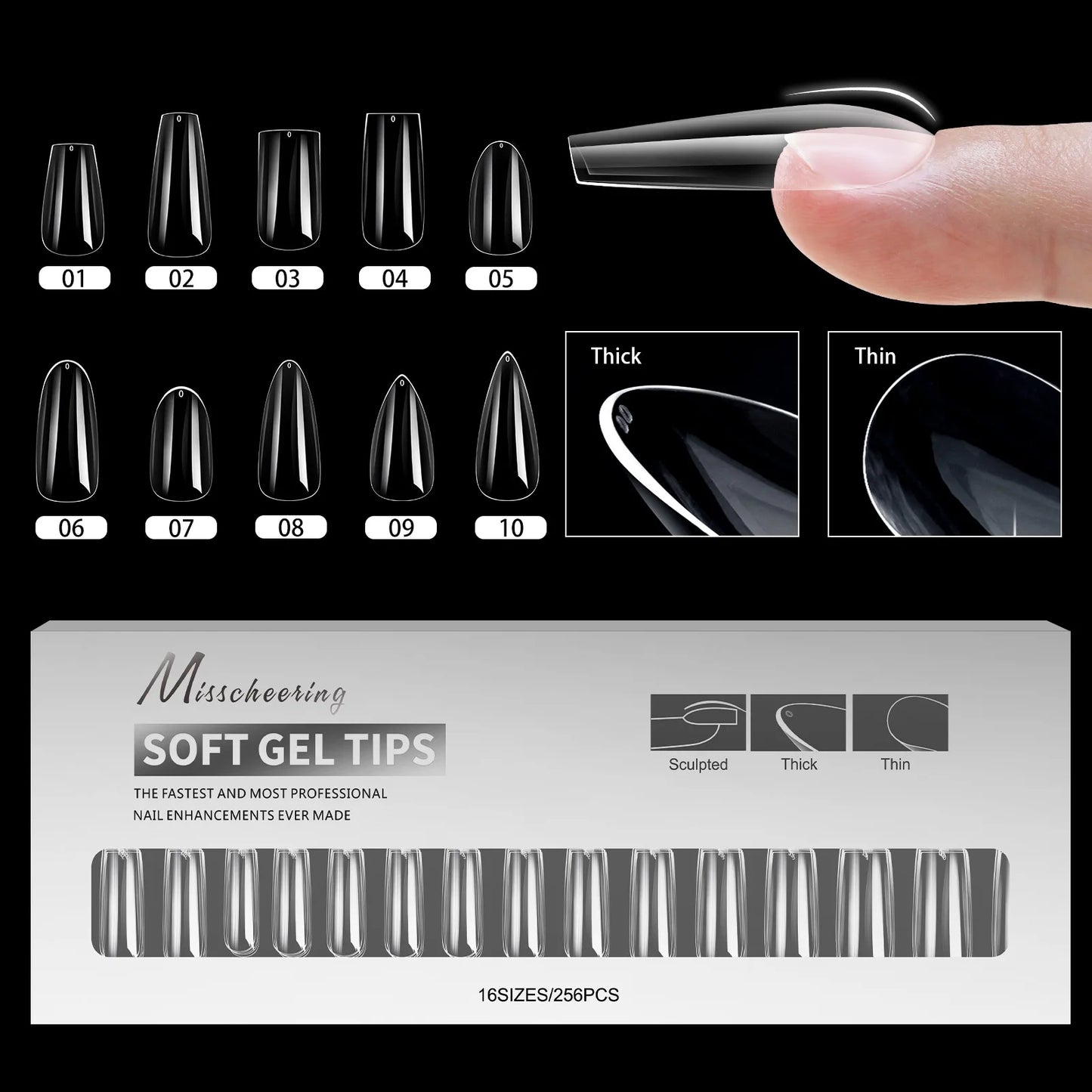 256pcs Soft Gel Nail Tips Medium Short Almond Coffin Full Cover Matte Extension Tools Acrylic Press on Nail DIY Manicure Decor