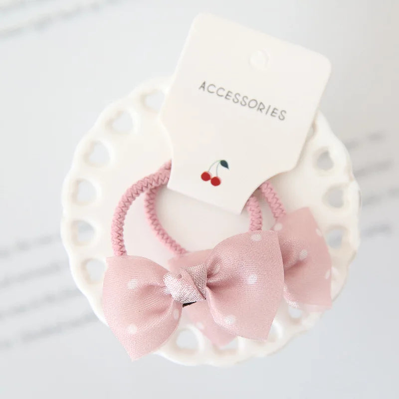 2Pcs Cute Princess Headwear Elastic Headband Children Ropes Baby Girls Bowknot Rubber Hair Band for Kids Headdress Accessories