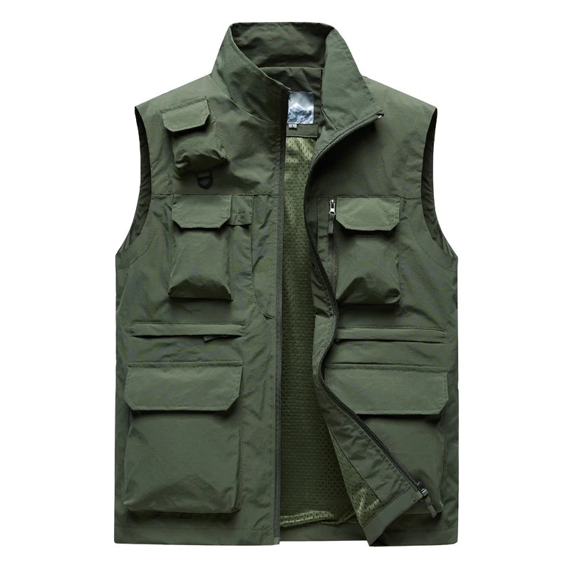 7xl Plus Size Multi-Pocket Vest Men Outdoor Sporting Fishing Vest Photography Work Clothes 6xl 5xl 4xl Casual Cargo Vest Jacket