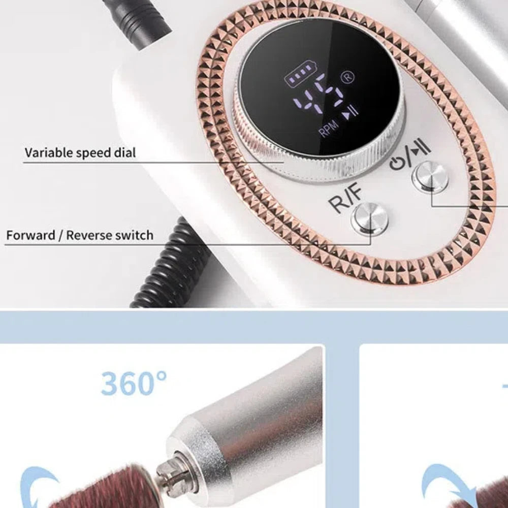 45000RPM Nail Drill Machine Rechargeable Manicure Cutter With LCD Display Portable Electric Nail File Nail Drills for Acrylic
