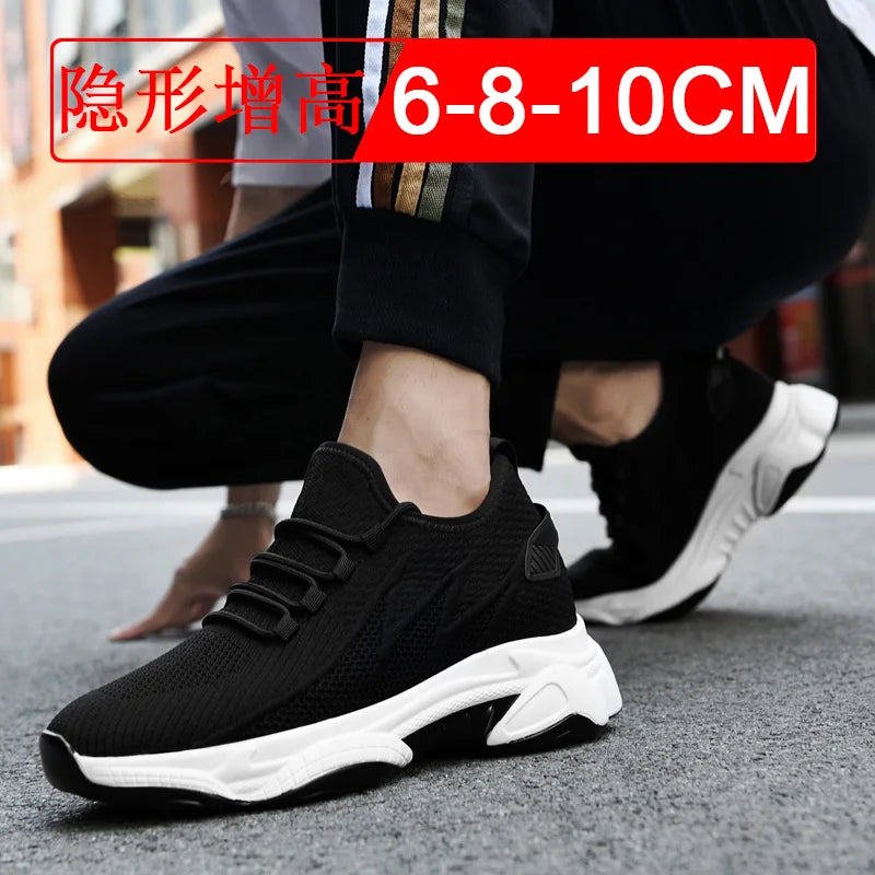Invisible inner height increasing men's shoes 4cm-10cm breathable fly woven mesh height increasing sports shoes casual shoes