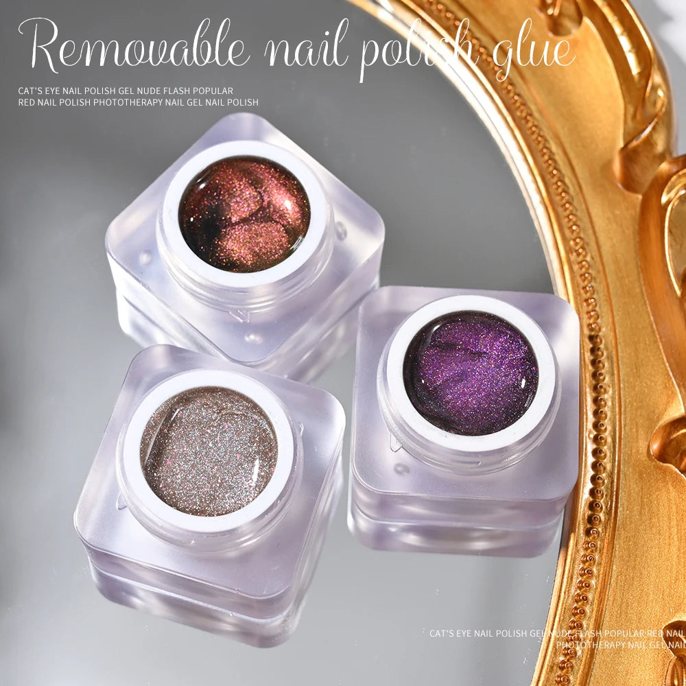 6ml Cat Eye Gel Nail Polish Shiny Magnetic Gel Semi Permanent Soak Off UV Gel Glitter Manicure Crystal Starry Nail Gel Varnish *
