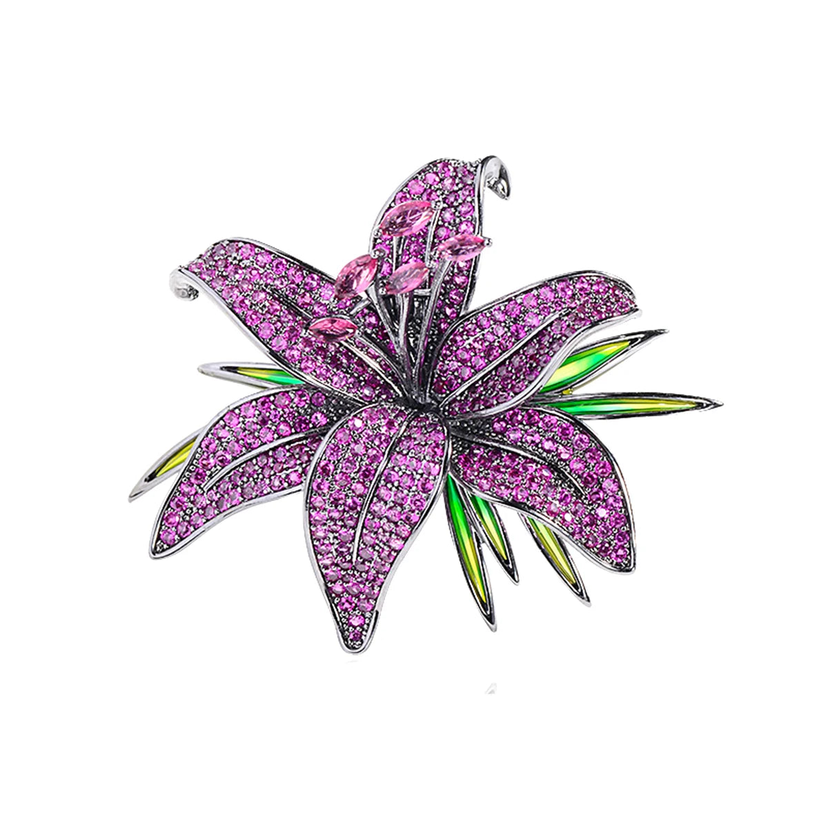 SUYU Autumn New Women's Luxury Zircon Black Flower brooch Stylish and Elegant Design Lily brooch