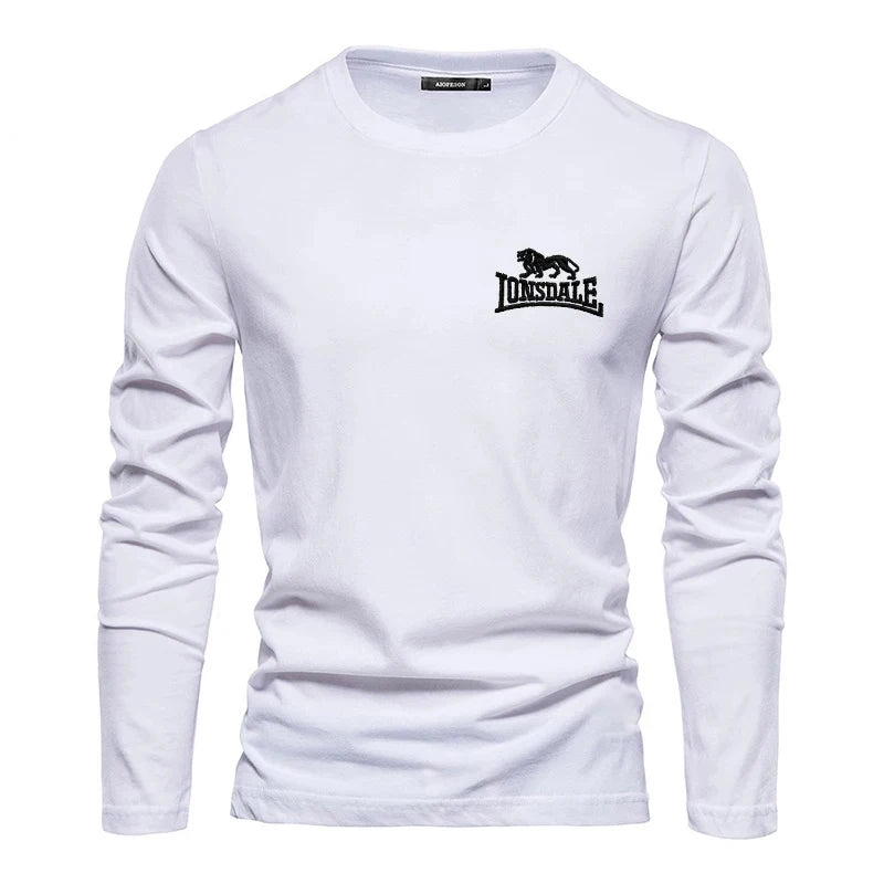 Simplicity Solid Color Men's T Shirts Fashion Cotton Long Sleeve Top Casual O-neck Loose Tee  Autumn Fitness Run Sports Pullover