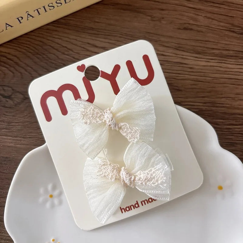 Cute Lace Bow Hairpins Girls Kids Baby Child Tie Hair Clips Barrettes Accessories Elastic Hair Band Rope Ring Headwear Headdress