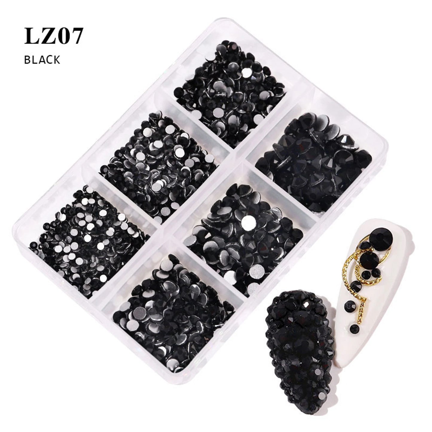 6Grids Kit Nail Decoration Mix Size Nail Diamond Flatback Rhinestone Glue Strass Diy Bling Stickers Skin Non Hotfix Crystals