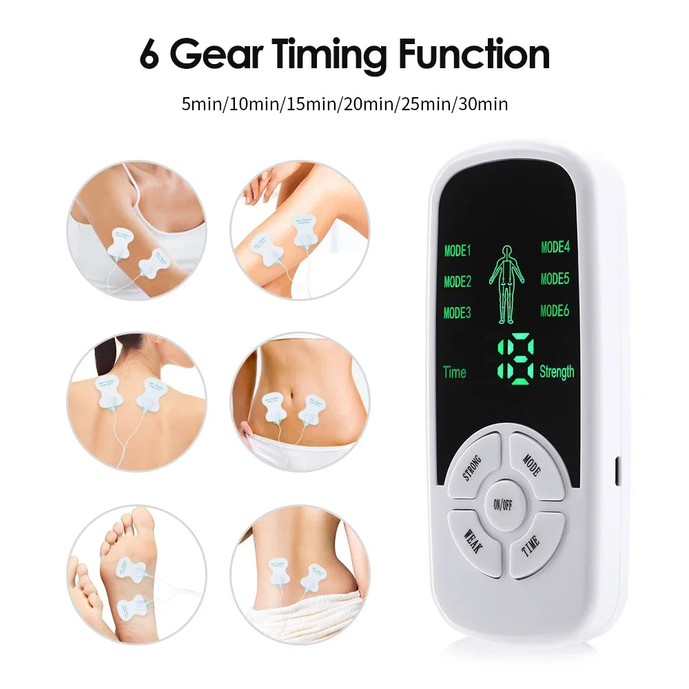 EMS Pulse Electric Muscle Stimulator Back Neck Body Massager Tens Acupuncture Meridian Physiotherapy Digital Massage with Pads
