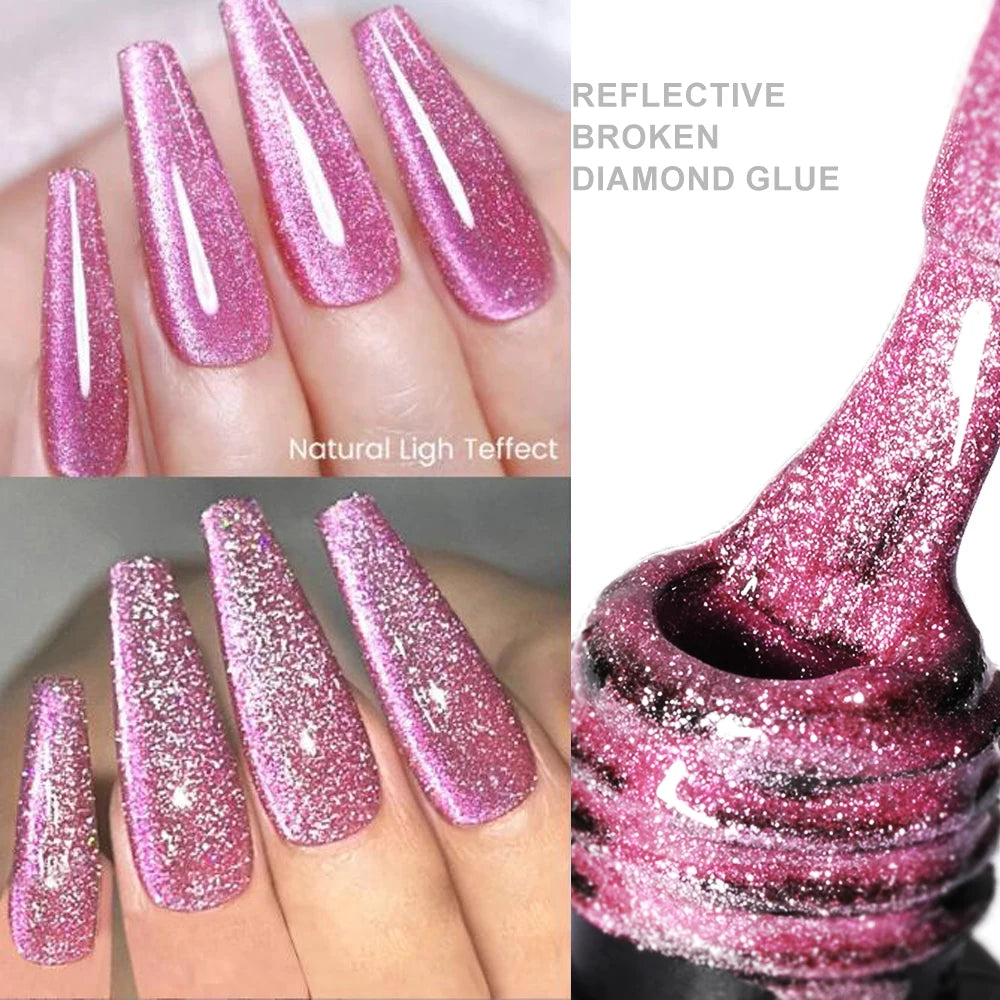 6ml Cat Eye Gel Nail Polish Shiny Magnetic Gel Semi Permanent Soak Off UV Gel Glitter Manicure Crystal Starry Nail Gel Varnish *