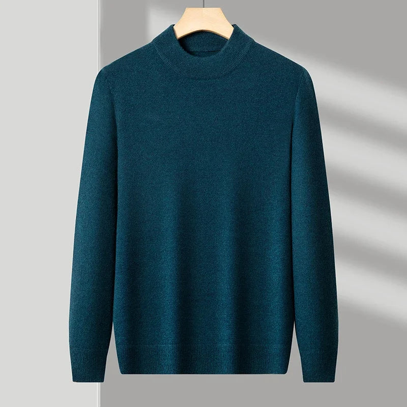 Half Turtleneck Knitwear Sweater New Autumn/Winter Mock Neck Sweatshirts Solid Color Pullovers Man Brand Casual Mens Clothing