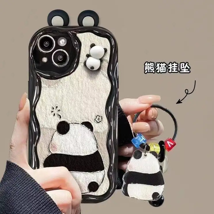 3D Panda Ears Frog Pendant Case for Xiaomi Redmi Note 14 13 12 Pro Plus 5G 10 11 Pro 10S 11S 12S Redmi 13 14C 12 13C 4G Cover