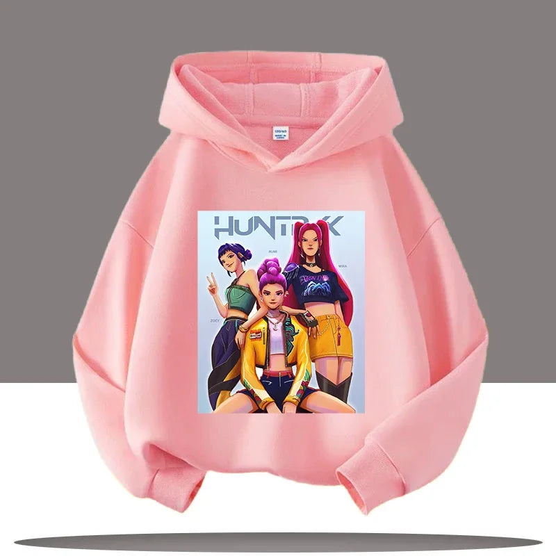 Autumn Demon Hunters Print Kids Hoodies Girls Fashion Long Sleeve Outerwear Hooded Coat for Children's Fashion Pullover Boy Tops