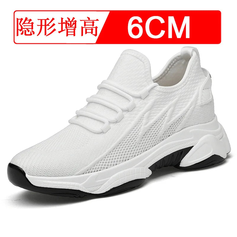 Invisible inner height increasing men's shoes 4cm-10cm breathable fly woven mesh height increasing sports shoes casual shoes