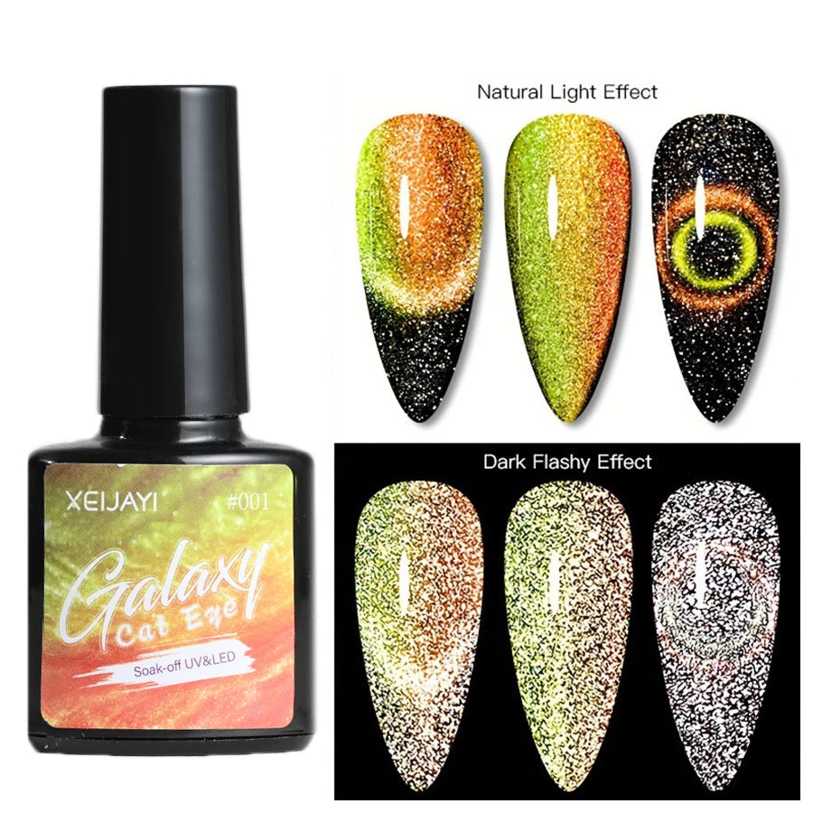 6ml Cat Eye Gel Nail Polish Shiny Magnetic Gel Semi Permanent Soak Off UV Gel Glitter Manicure Crystal Starry Nail Gel Varnish *