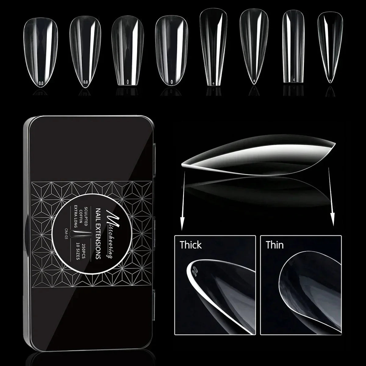 250/500/600pcs Soft Gel False Tips Natural Sculpted Ballet Coffin Almond Fake Nails Full Cover Press On Nails DIY Nail Supplies