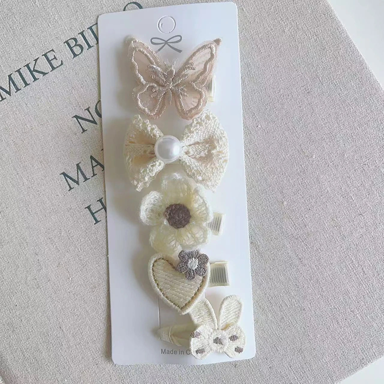 5PCS/Set Lace Bow Princess Baby Hairpins Cute Cartoon Bear Rabbit Sided Clips for Girl Floral Hair Clips Kids Hair Accessories