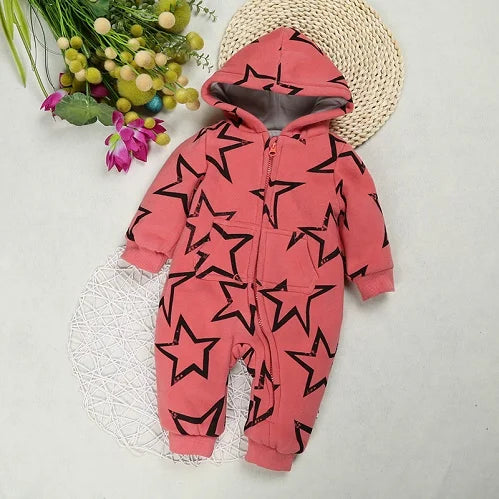 Winter Baby Rompers Plush Newborn Onesie Infant Warm and Thick Cartoon Rabbit Cotton Clothes for 0-2 Years