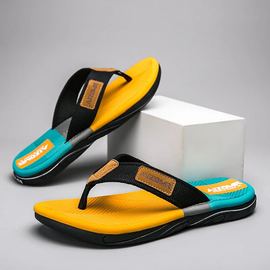 YRZL Men Flip Flops Summer Lightweight Slides Sandals Comfortable Non-Slip Beach Shoes Casual Outdoor Slippers for Men Soft Sole