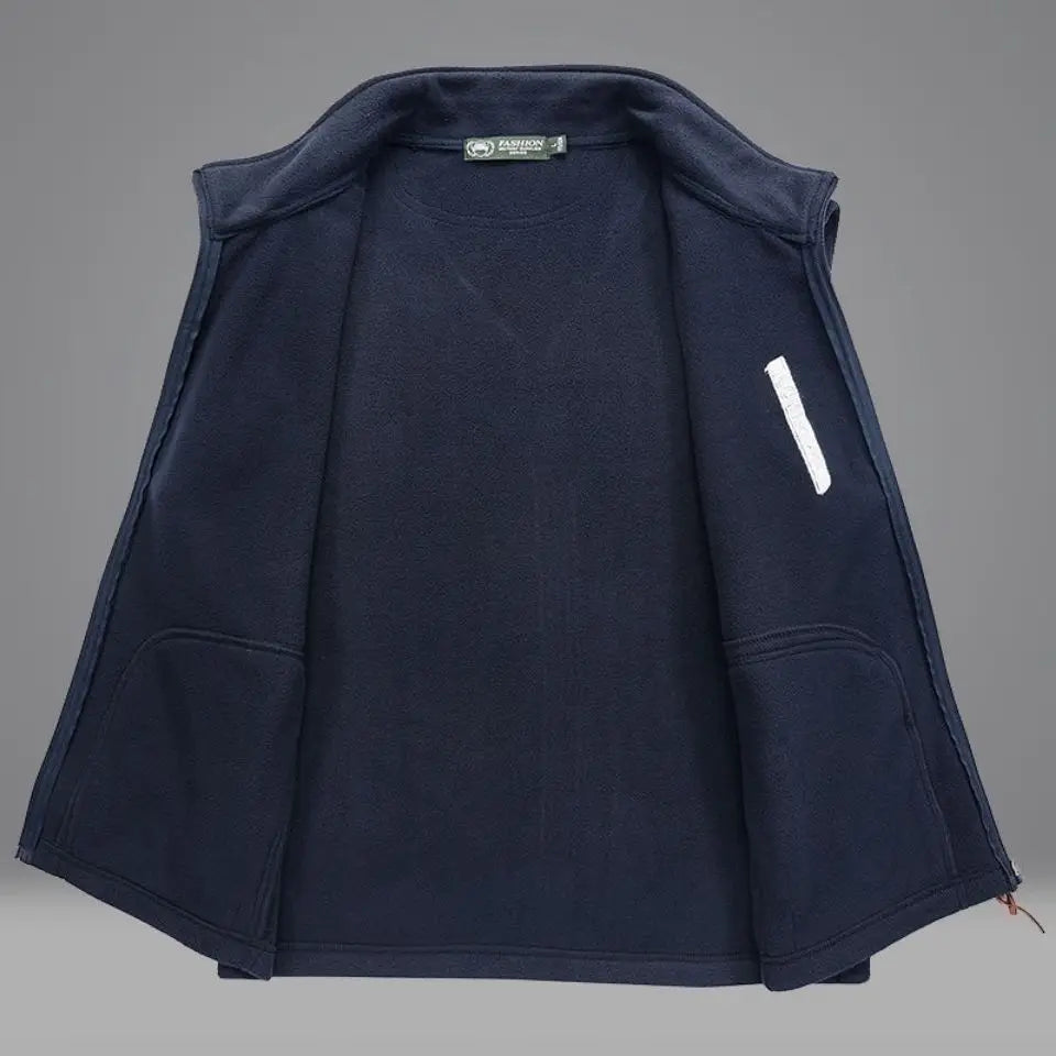 Two-sided Thicken Fleece Men Casual Coat Vest Autumn Winter Streetwear Fashion Male Solid Zipper Casual Warm Sleeveless Jackets