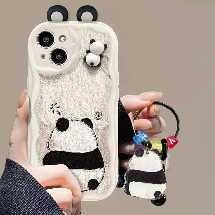 3D Panda Ears Frog Pendant Case for Xiaomi Redmi Note 14 13 12 Pro Plus 5G 10 11 Pro 10S 11S 12S Redmi 13 14C 12 13C 4G Cover