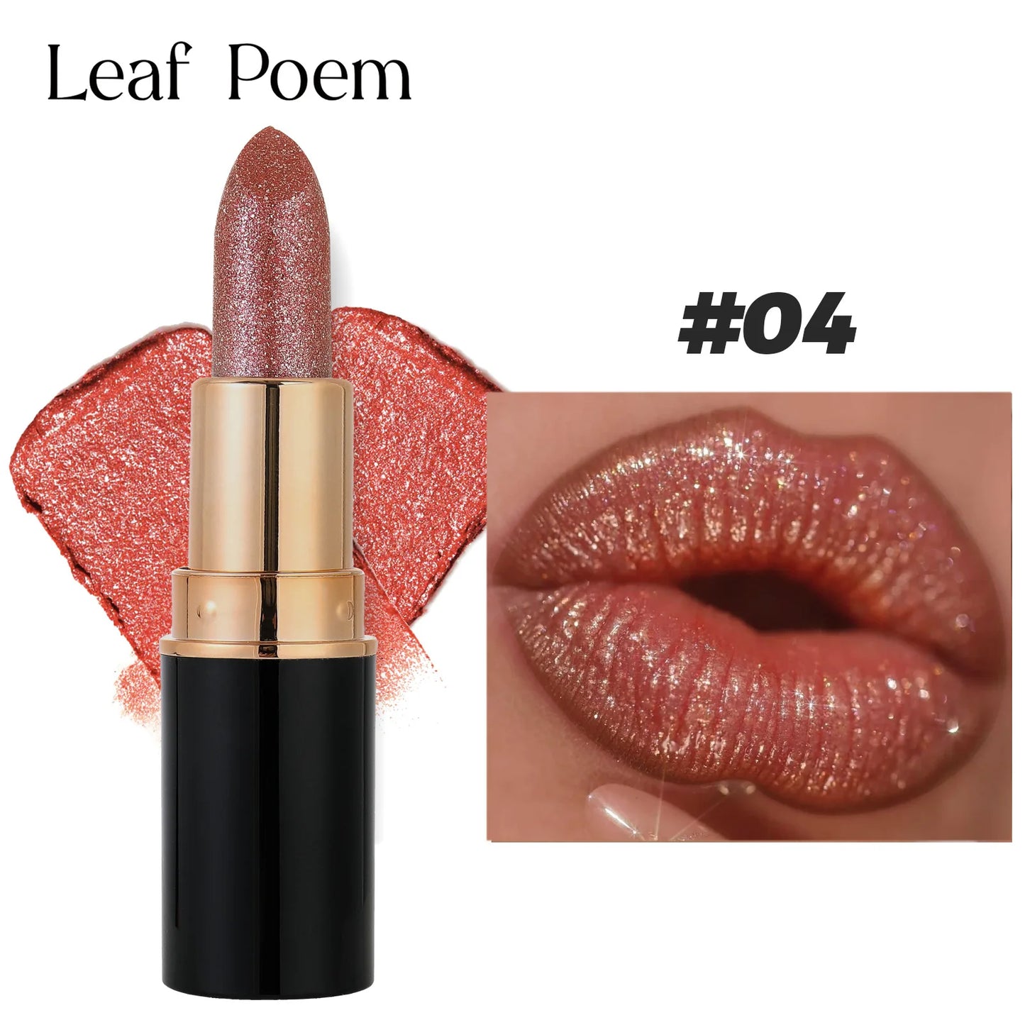 Metallic Glitter Lipstick Dazzling Moisturizing Velvety Sexy Red Lip Gloss Waterproof Matte Diamond Pearlescent Lip Tint Balm