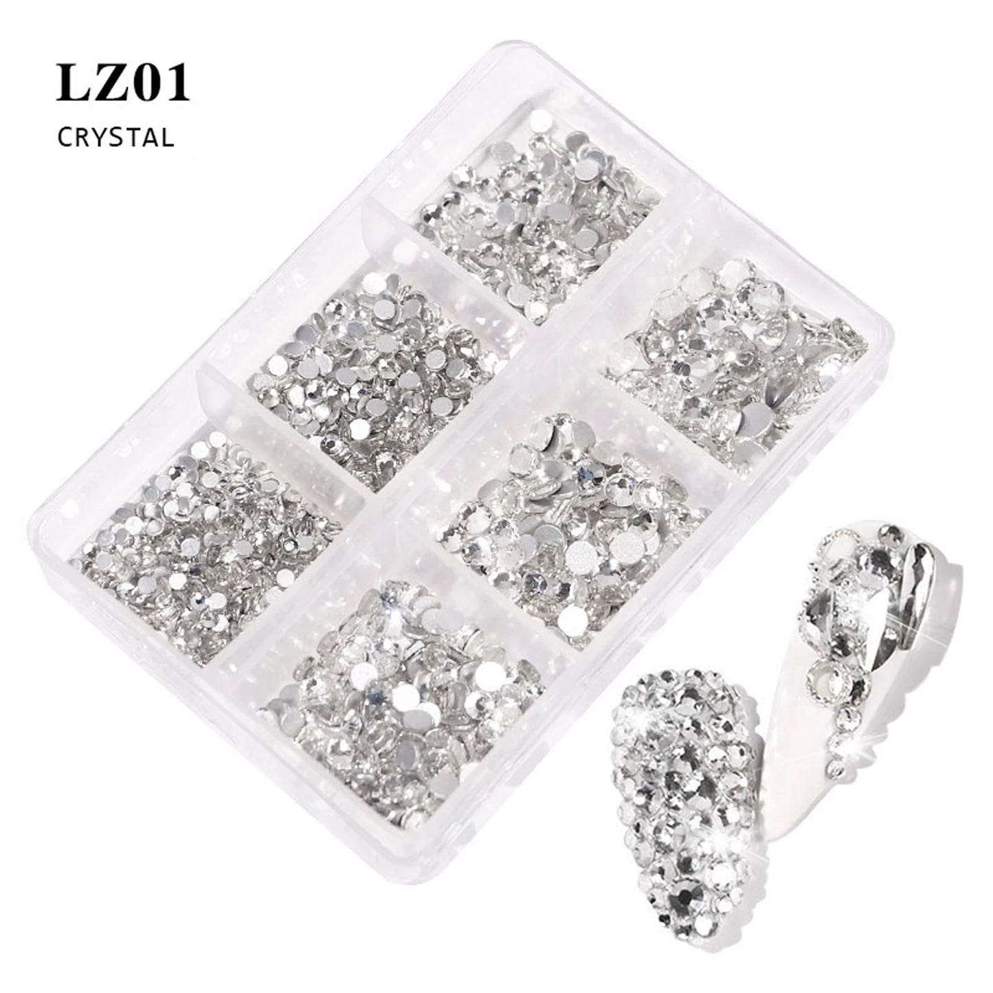 6Grids Kit Nail Decoration Mix Size Nail Diamond Flatback Rhinestone Glue Strass Diy Bling Stickers Skin Non Hotfix Crystals