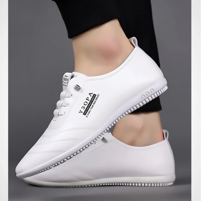 Men's Leather Shoes New Black Soft Bottom Anti Slip and Breath Shoes 2025 Men's Business Dress Casual  Luxury Light Flat Zapatos