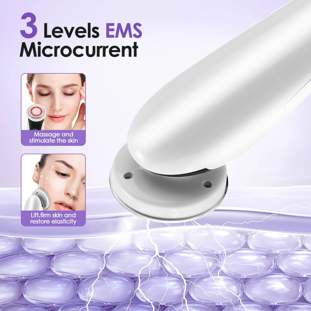 7 in 1 EMS Facial Massager with LED Light Vibration Hot Compress Skin Care Face Beauty Instrument Lifting Device Skincare