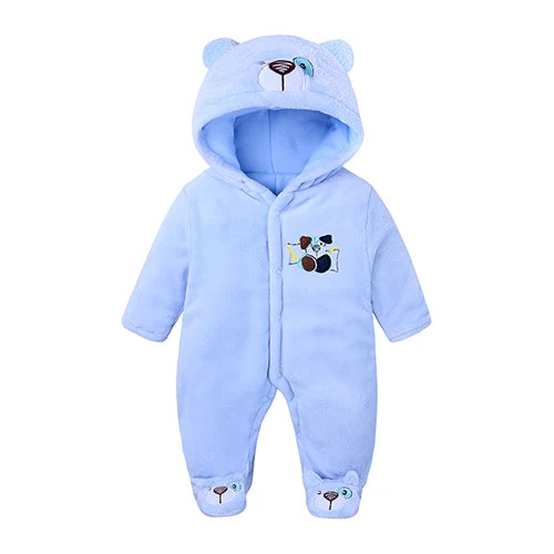 Winter Baby Rompers Plush Newborn Onesie Infant Warm and Thick Cartoon Rabbit Cotton Clothes for 0-2 Years