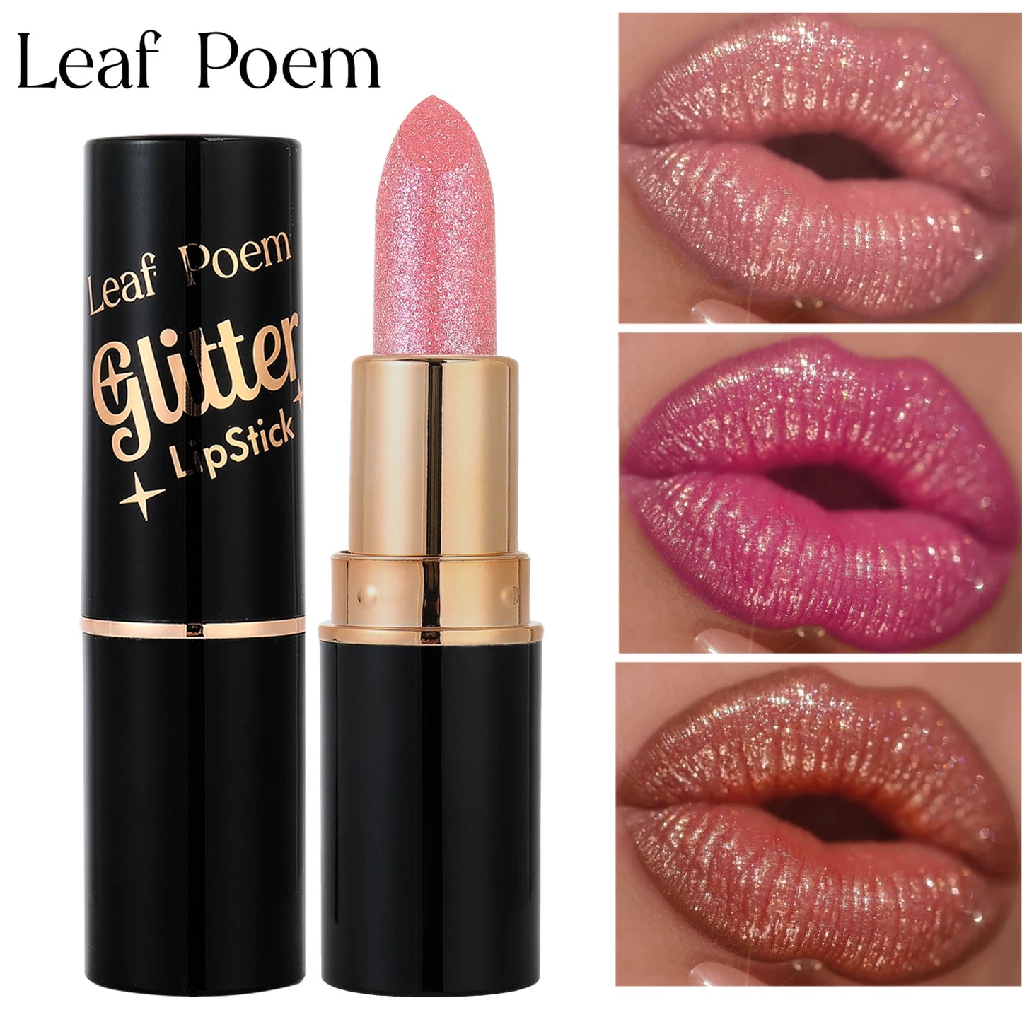 Metallic Glitter Lipstick Dazzling Moisturizing Velvety Sexy Red Lip Gloss Waterproof Matte Diamond Pearlescent Lip Tint Balm