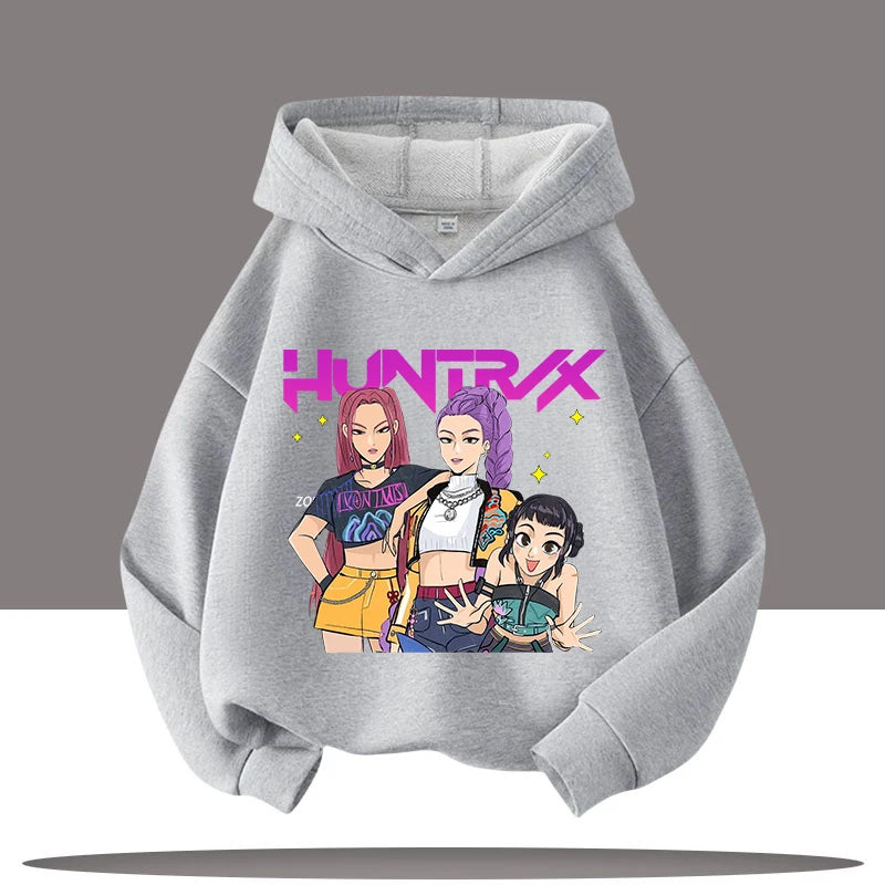 Autumn Demon Hunters Print Kids Hoodies Girls Fashion Long Sleeve Outerwear Hooded Coat for Children's Fashion Pullover Boy Tops