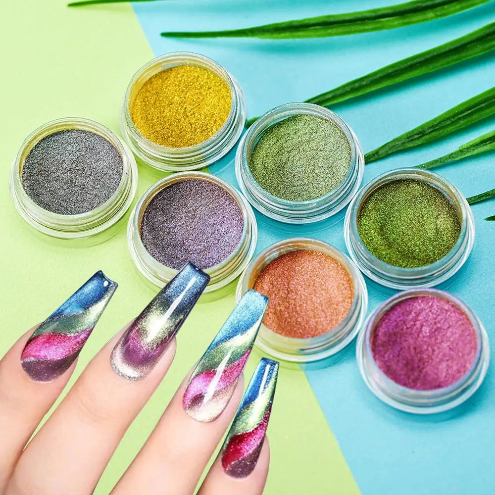 53 Jars 3D Cat Eye Effect Magnet Nail Powder Shiny Sparkly Mirror Nail Glitter Dust UV Gel Polish Chrome DIY Nail Art Pigment #F