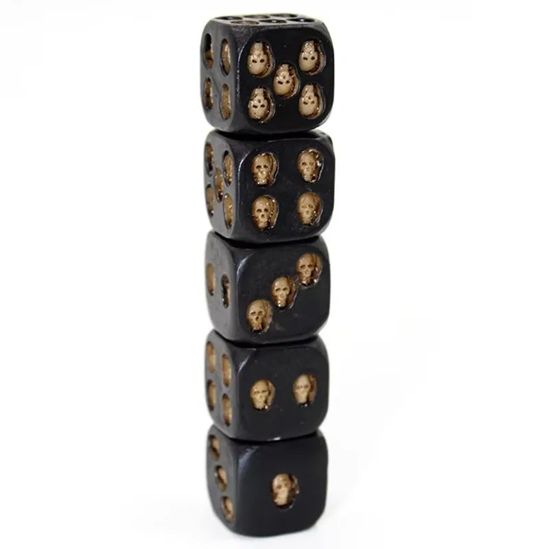 Creative 5pcs 18mm Skull Dice Gold Resin Statue Halloween Board Game Dice Office Desk Decor Toy Halloween Party Decoration