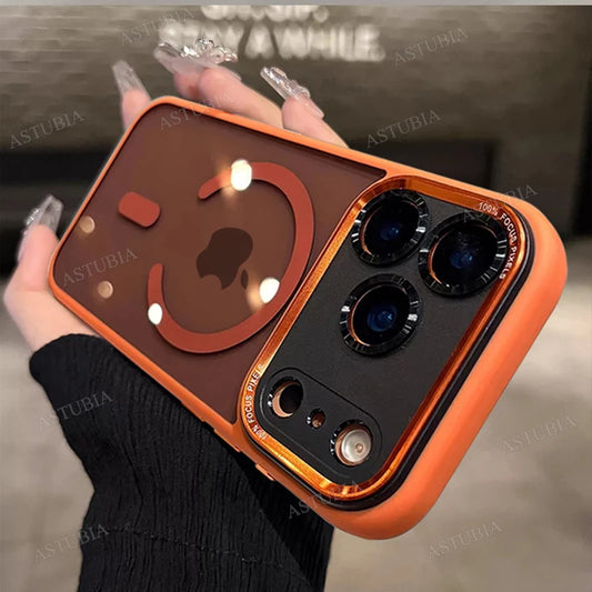 Luxury Magnetic Metal Lens Bumper Protection Case For iPhone 17 Air 16 15 14 13 12 11 Pro Max Plus Magsafe Acrylic Clear Cover