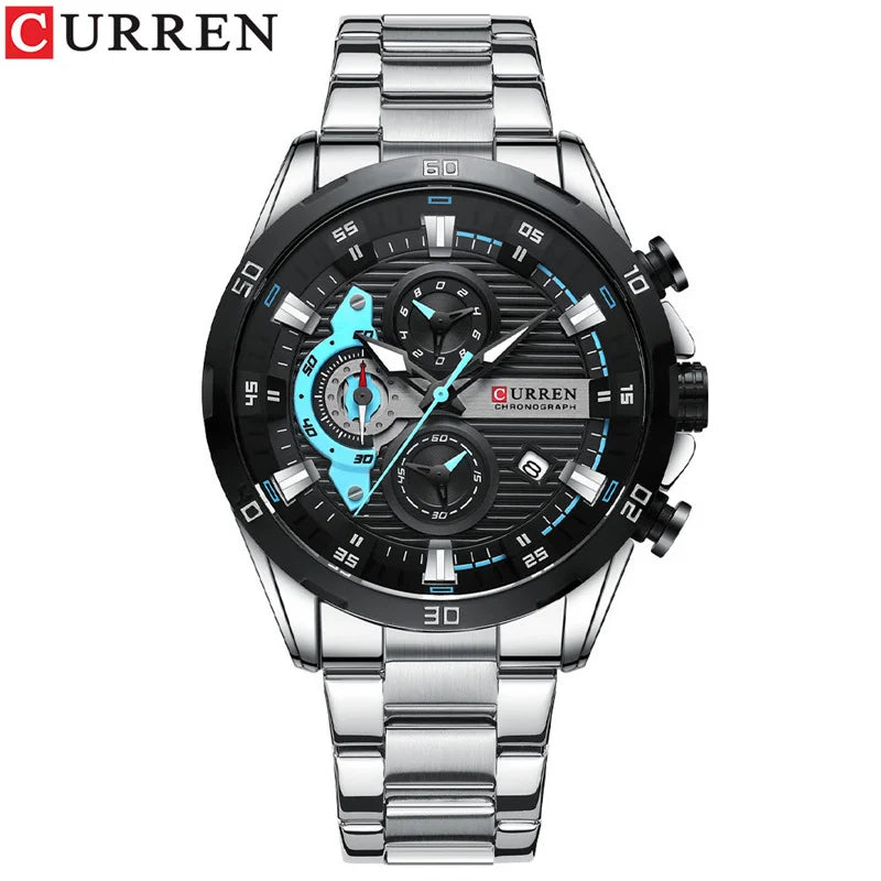 CURREN 8402 New Brand Luxury Men's Business Quartz Watch Stainless Steel Waterproof Night Light Chronograph Men's Clock reloj