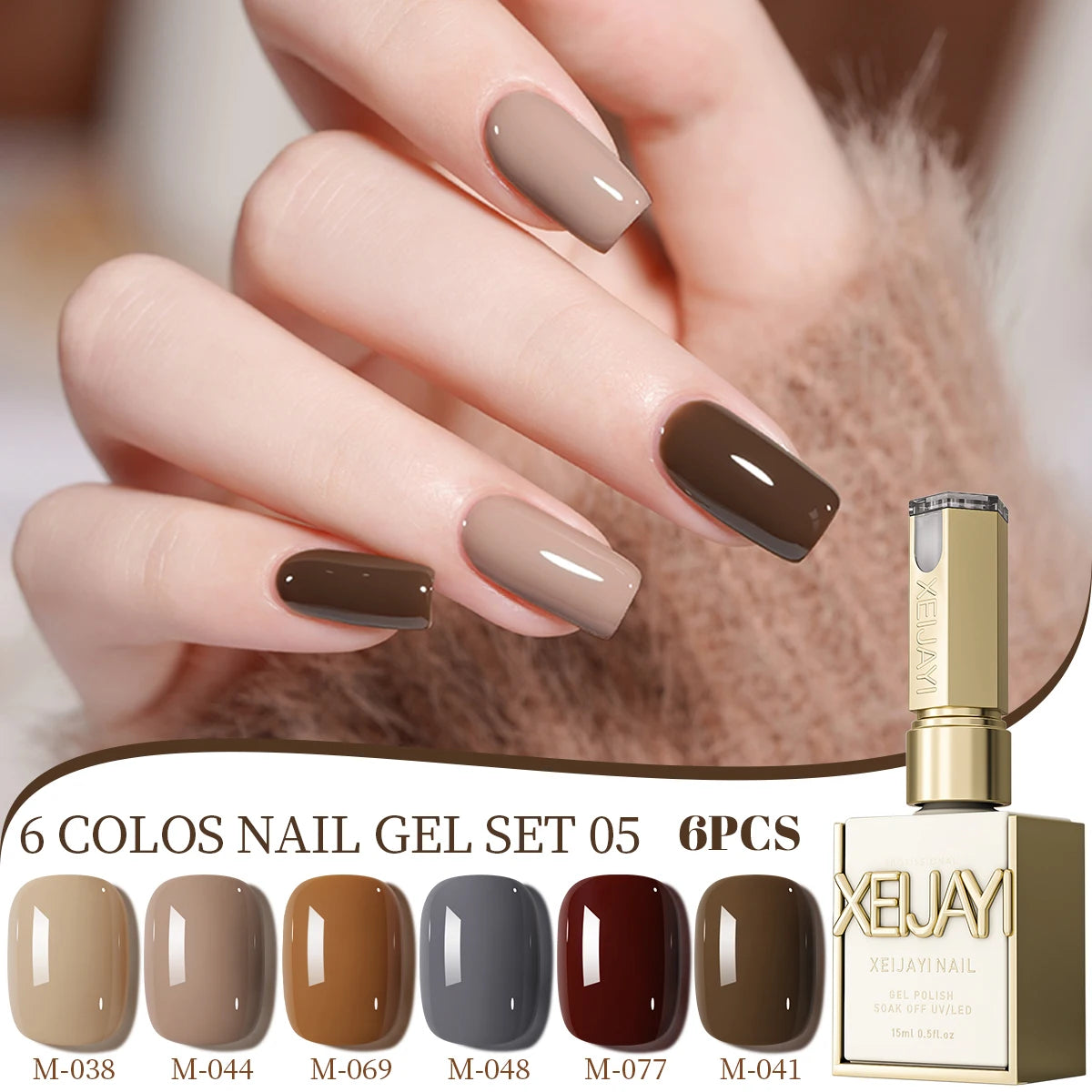 XEIJAYI 6Pcs 15ML Jelly Ice Transparent Nude Green Blue Green And Colorful And Pure Gel Nail Polish Set Peelable UV LED Gel Poli