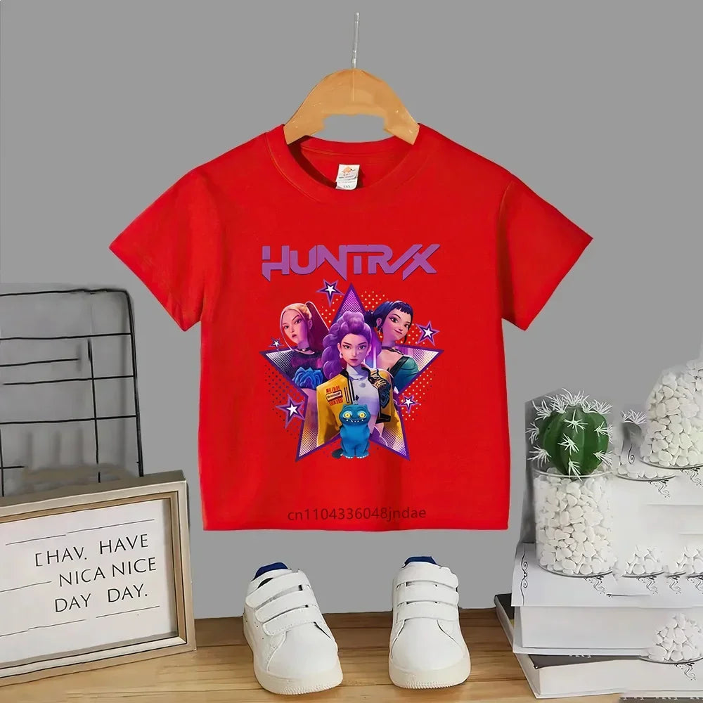 Baby Girl Clothes2025 Movie Crew Neck Cartoon Girls Boys Tee Kids T-shirt KPop Demon Hunters Print Fashion Casual Tops Casual